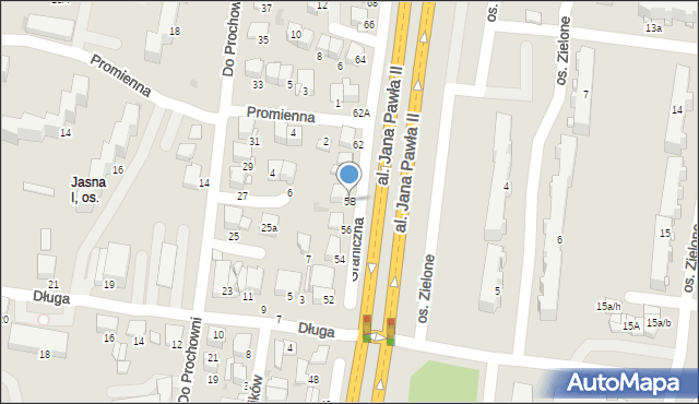 Tarnów, Graniczna, 58, mapa Tarnów