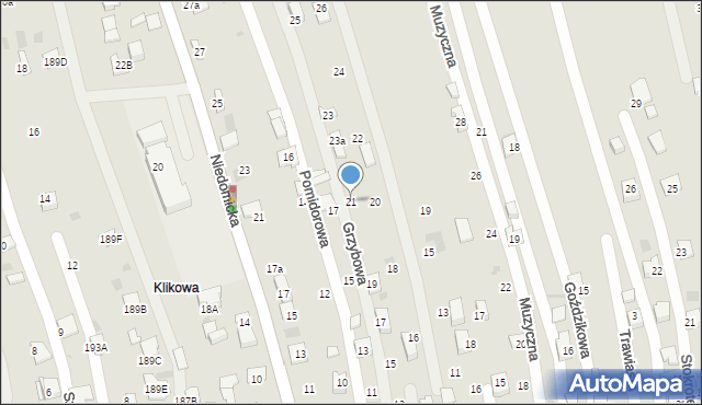 Tarnów, Grzybowa, 21, mapa Tarnów
