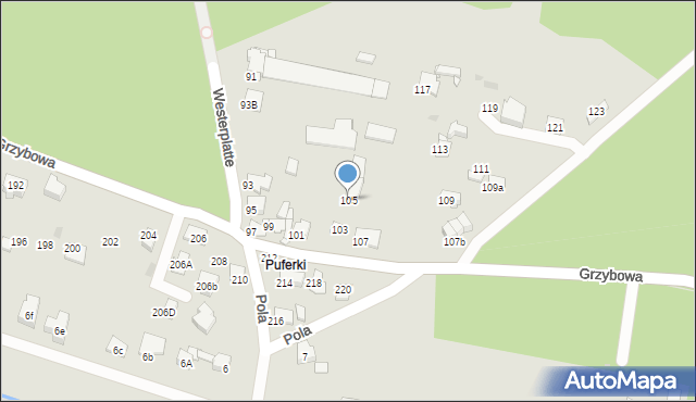 Tarnowskie Góry, Grzybowa, 105, mapa Tarnowskie Góry