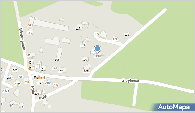 Tarnowskie Góry, Grzybowa, 109a, mapa Tarnowskie Góry