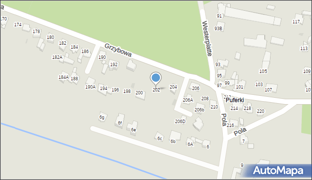 Tarnowskie Góry, Grzybowa, 202, mapa Tarnowskie Góry