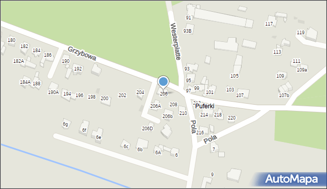 Tarnowskie Góry, Grzybowa, 206, mapa Tarnowskie Góry
