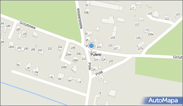 Tarnowskie Góry, Grzybowa, 212, mapa Tarnowskie Góry