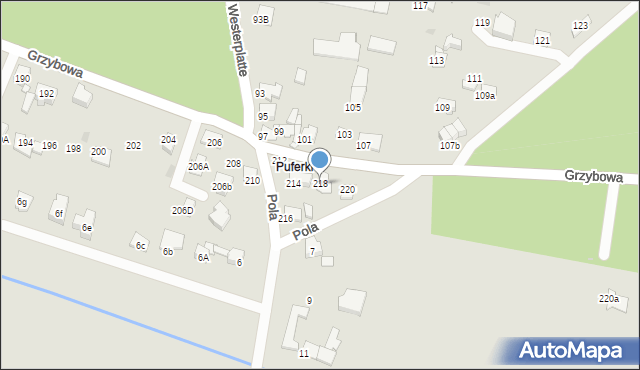 Tarnowskie Góry, Grzybowa, 218, mapa Tarnowskie Góry