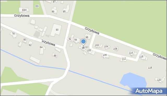 Tarnowskie Góry, Grzybowa, 98, mapa Tarnowskie Góry