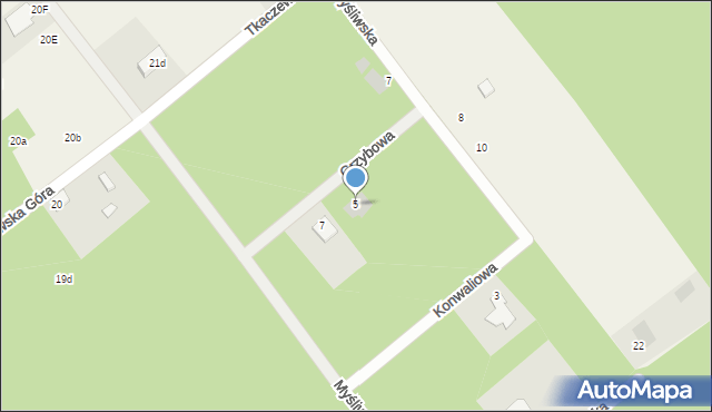 Tkaczewska Góra, Grzybowa, 5, mapa Tkaczewska Góra