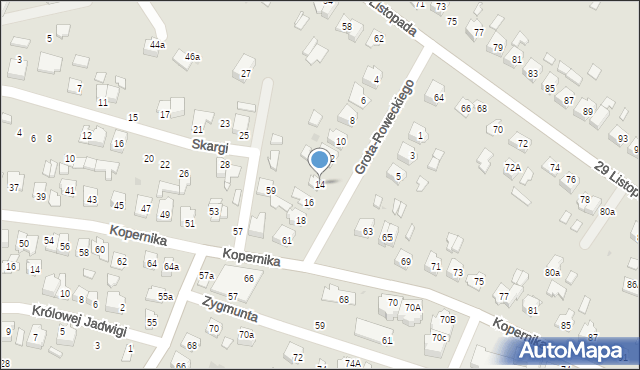 Tomaszów Lubelski, Grota-Roweckiego Stefana, gen., 14, mapa Tomaszów Lubelski