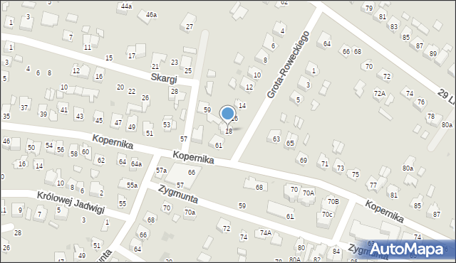 Tomaszów Lubelski, Grota-Roweckiego Stefana, gen., 18, mapa Tomaszów Lubelski