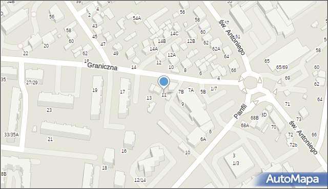 Tomaszów Mazowiecki, Graniczna, 11, mapa Tomaszów Mazowiecki