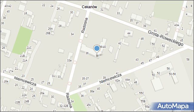 Tomaszów Mazowiecki, Grota-Roweckiego Stefana, gen., 38, mapa Tomaszów Mazowiecki