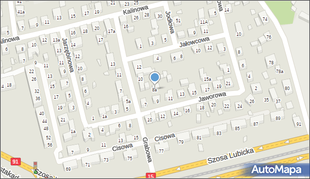 Toruń, Grabowa, 8a, mapa Torunia