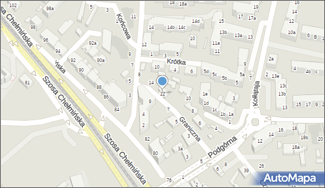 Toruń, Graniczna, 12, mapa Torunia