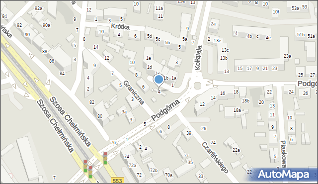 Toruń, Graniczna, 4, mapa Torunia