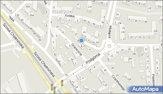 Toruń, Graniczna, 6, mapa Torunia