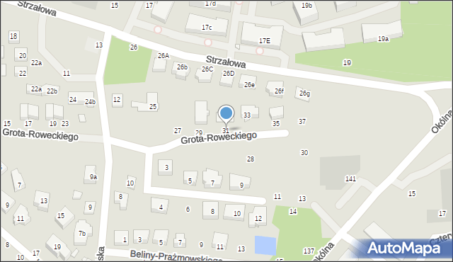 Toruń, Grota-Roweckiego Stefana, gen., 31, mapa Torunia