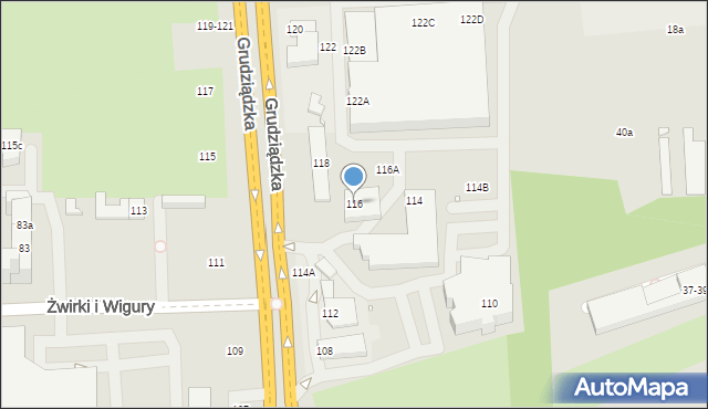 Toruń, Grudziądzka, 116, mapa Torunia