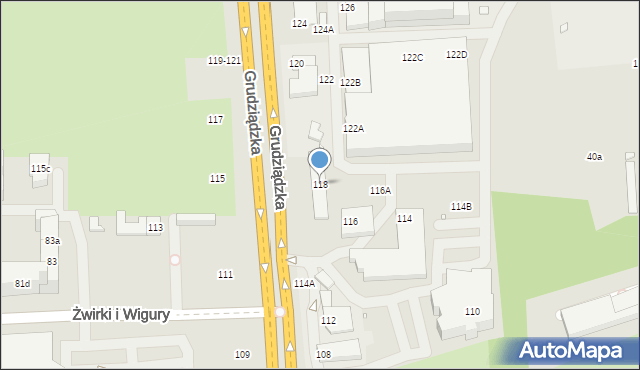 Toruń, Grudziądzka, 118, mapa Torunia