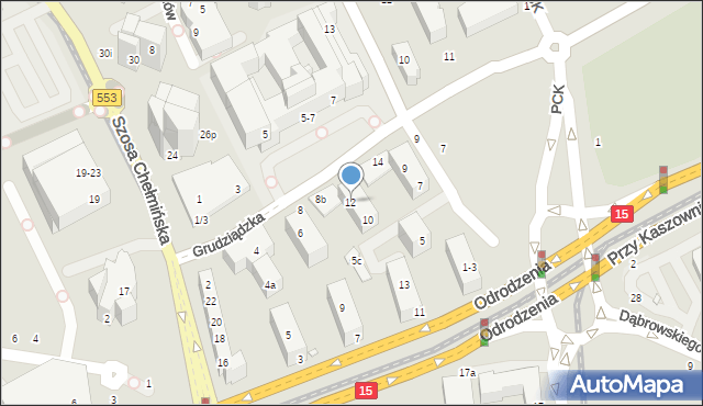 Toruń, Grudziądzka, 12, mapa Torunia