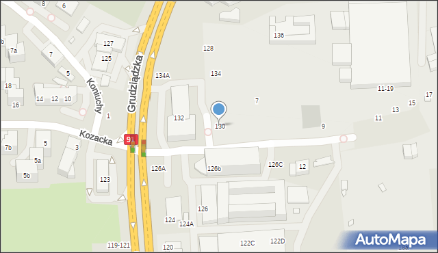 Toruń, Grudziądzka, 130, mapa Torunia