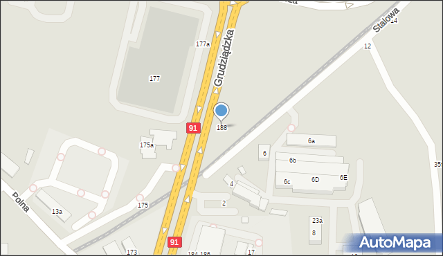 Toruń, Grudziądzka, 188, mapa Torunia