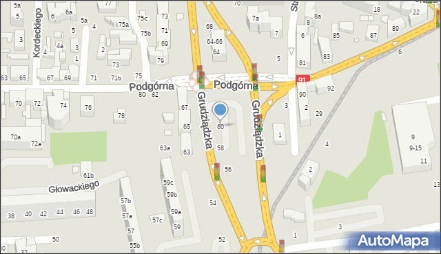 Toruń, Grudziądzka, 60, mapa Torunia