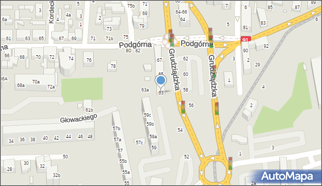 Toruń, Grudziądzka, 63, mapa Torunia