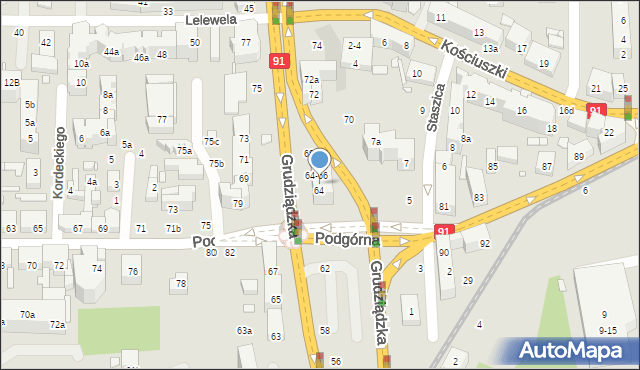 Toruń, Grudziądzka, 66, mapa Torunia