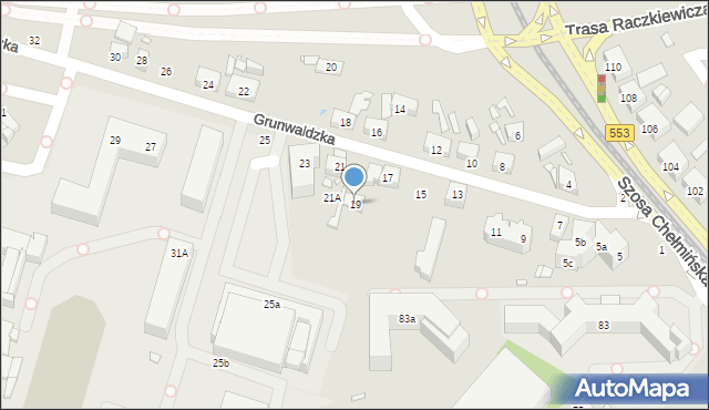 Toruń, Grunwaldzka, 19, mapa Torunia