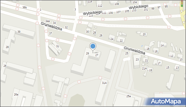 Toruń, Grunwaldzka, 33-35, mapa Torunia