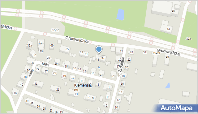 Toruń, Grunwaldzka, 59, mapa Torunia