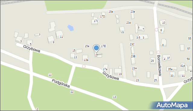 Toruń, Grzybowa, 17, mapa Torunia