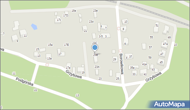 Toruń, Grzybowa, 23B, mapa Torunia