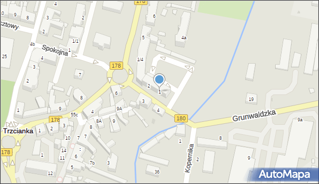 Trzcianka, Grunwaldzka, 1, mapa Trzcianka