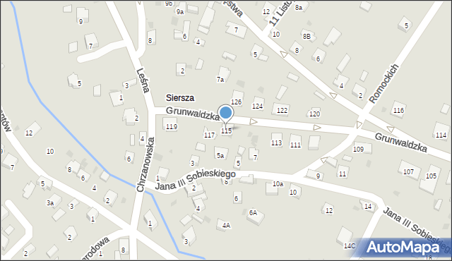 Trzebinia, Grunwaldzka, 115, mapa Trzebinia