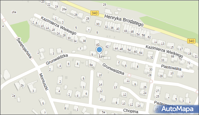Trzebnica, Grunwaldzka, 9a, mapa Trzebnica