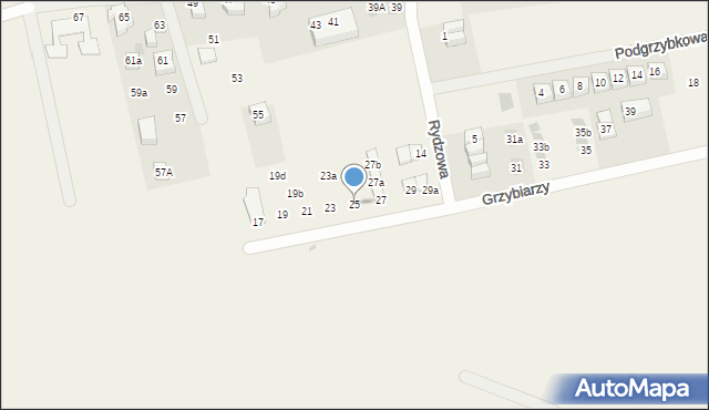 Tupadły, Grzybiarzy, 25, mapa Tupadły