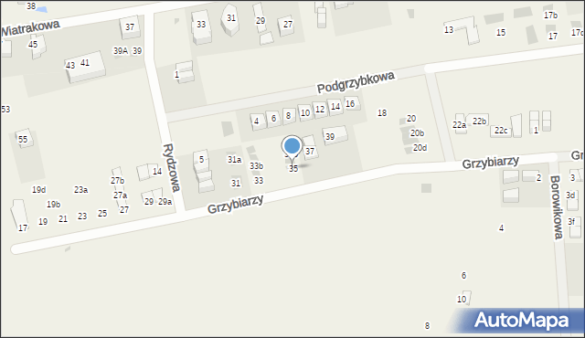Tupadły, Grzybiarzy, 35, mapa Tupadły