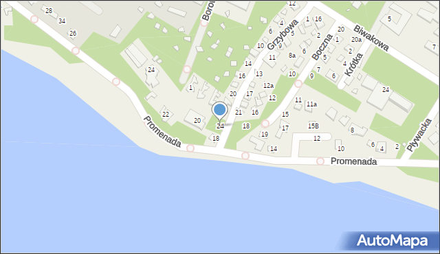 Turawa, Grzybowa, 24, mapa Turawa