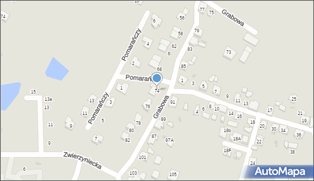 Tychy, Grabowa, 74, mapa Tychów