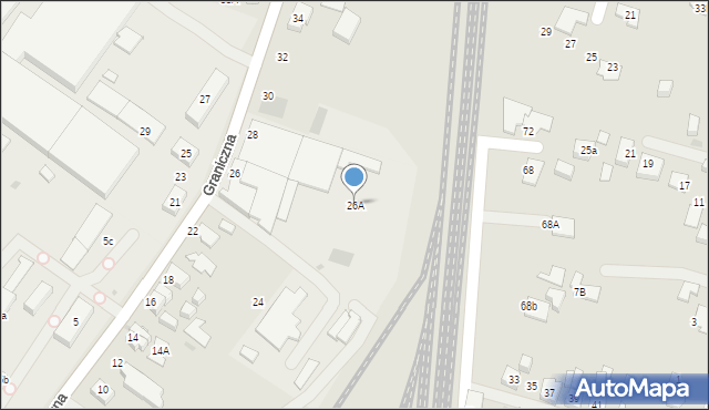 Tychy, Graniczna, 26A, mapa Tychów