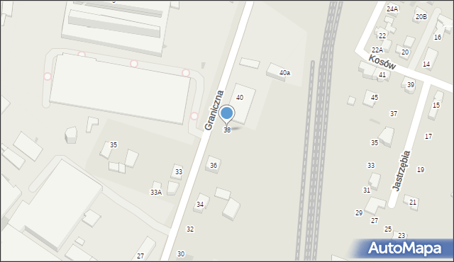 Tychy, Graniczna, 38, mapa Tychów