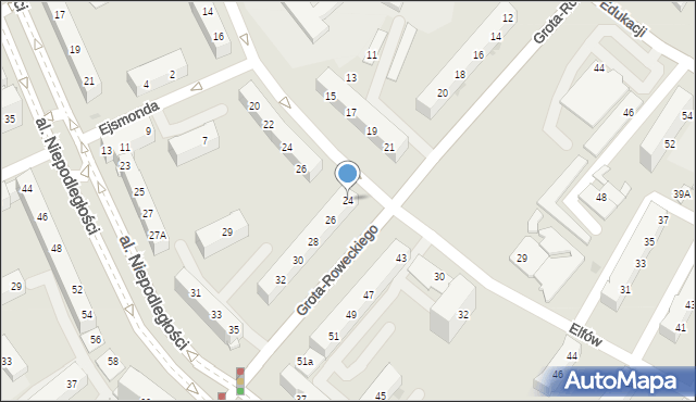 Tychy, Grota-Roweckiego Stefana, gen., 24, mapa Tychów