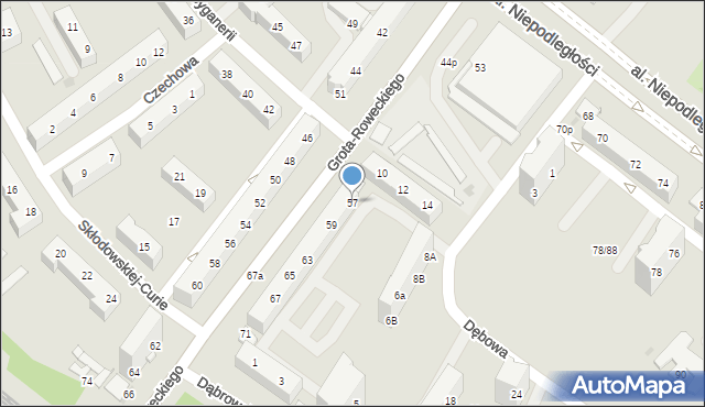 Tychy, Grota-Roweckiego Stefana, gen., 57, mapa Tychów