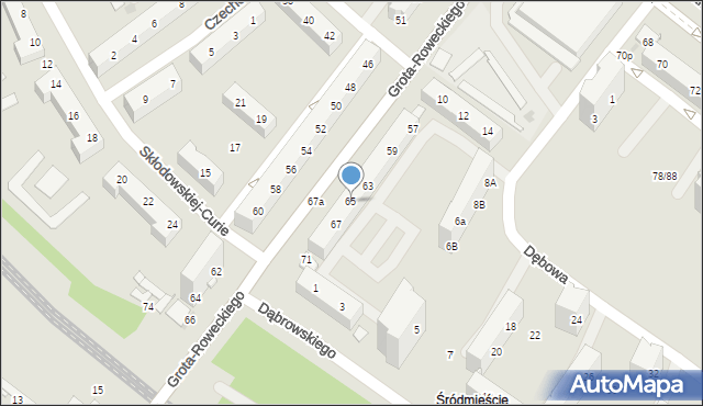 Tychy, Grota-Roweckiego Stefana, gen., 65, mapa Tychów