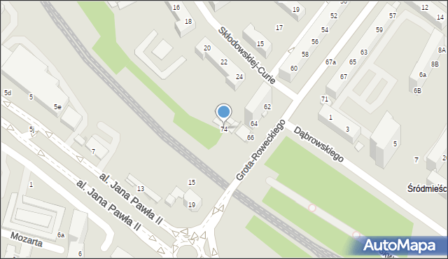 Tychy, Grota-Roweckiego Stefana, gen., 74, mapa Tychów