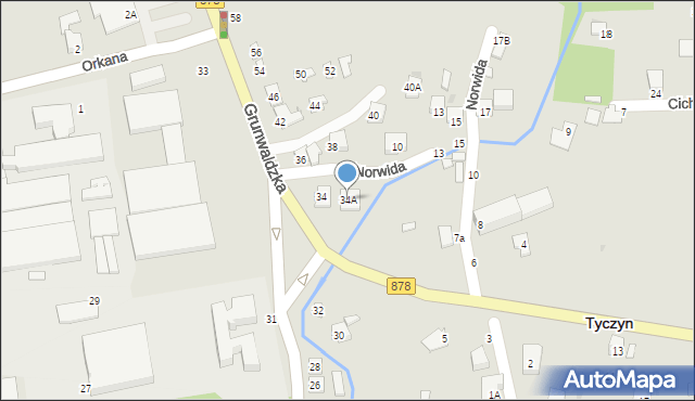 Tyczyn, Grunwaldzka, 34A, mapa Tyczyn