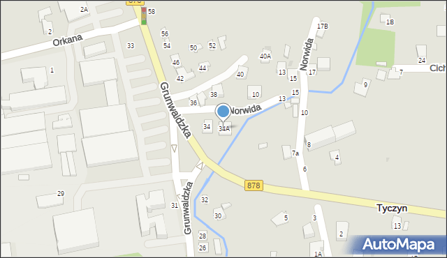 Tyczyn, Grunwaldzka, 34A, mapa Tyczyn