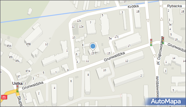 Ustka, Grunwaldzka, 13, mapa Ustka