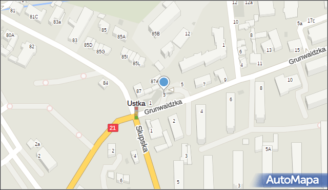 Ustka, Grunwaldzka, 3, mapa Ustka