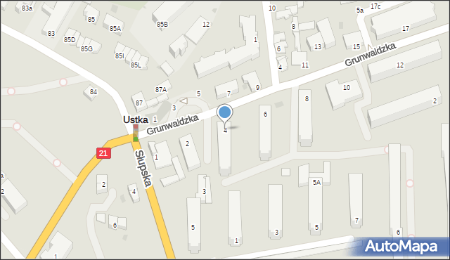 Ustka, Grunwaldzka, 4, mapa Ustka